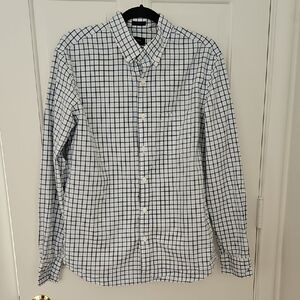 J. Crew Navy and White Grid Shirt